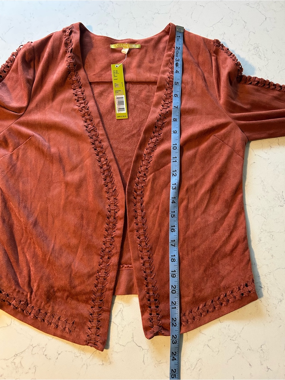 NWT Gianni Bini Boho Vegan Suede Blazer with Braided Accents - Picture 11 of 15
